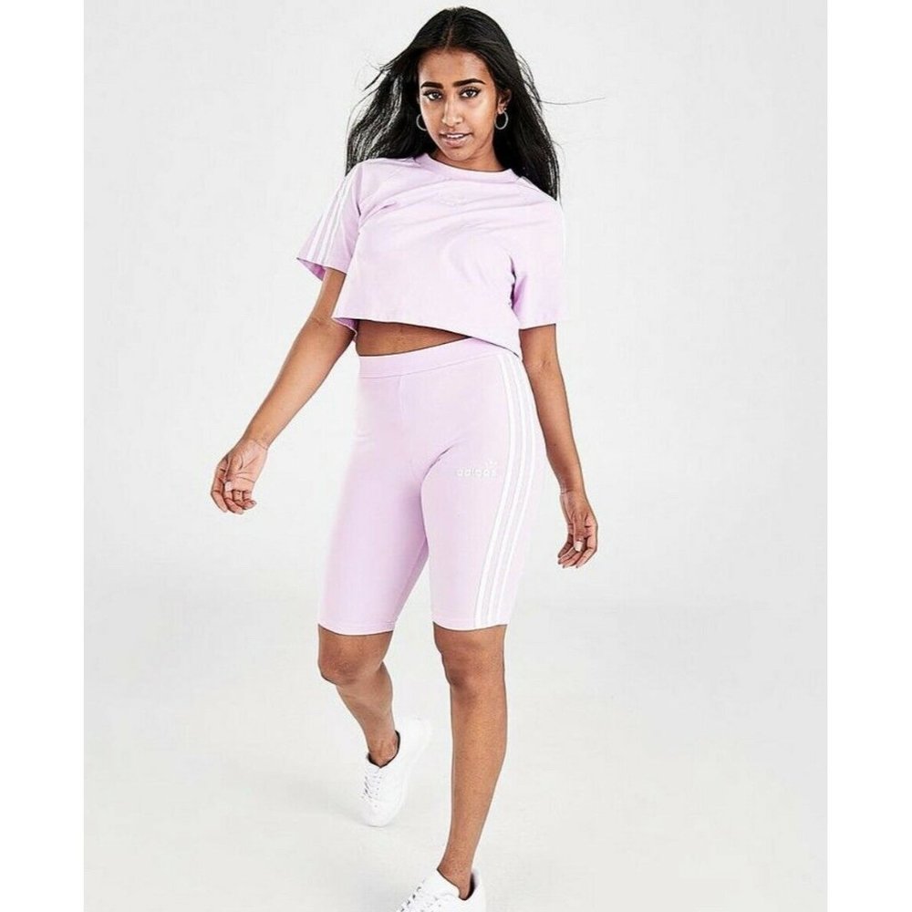 adidas Originals Shorts Womens High Waisted Tight Lilac H23830 BNWT